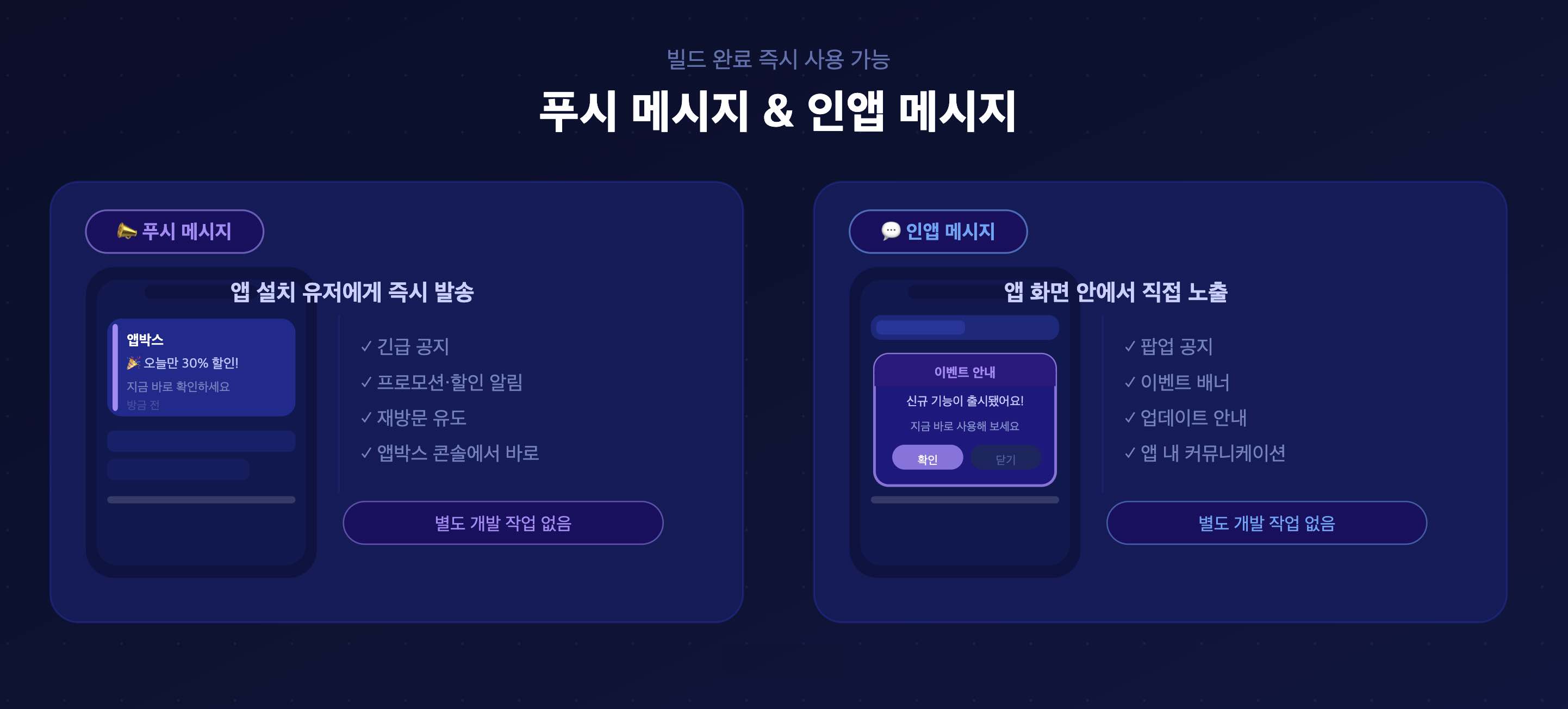 푸시메시지 인앱메시지 비교