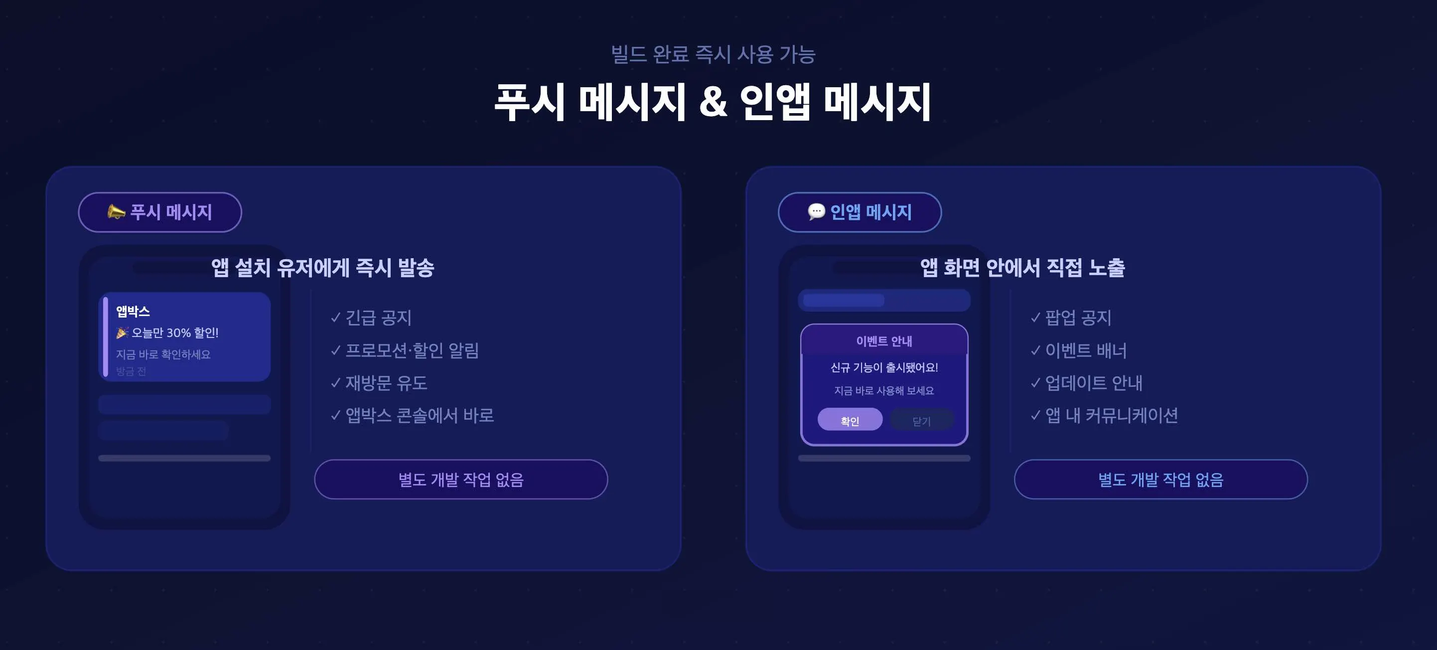 푸시메시지 인앱메시지 비교