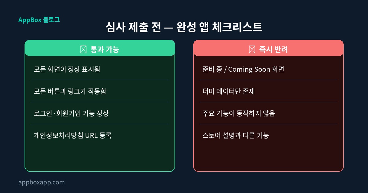 앱심사 반료 사유 - 더미데이터 존재