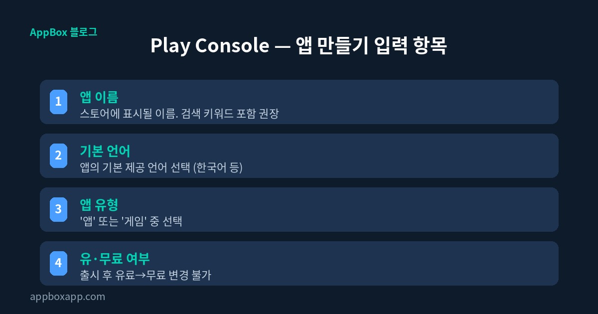 앱 만들기 앱력항목